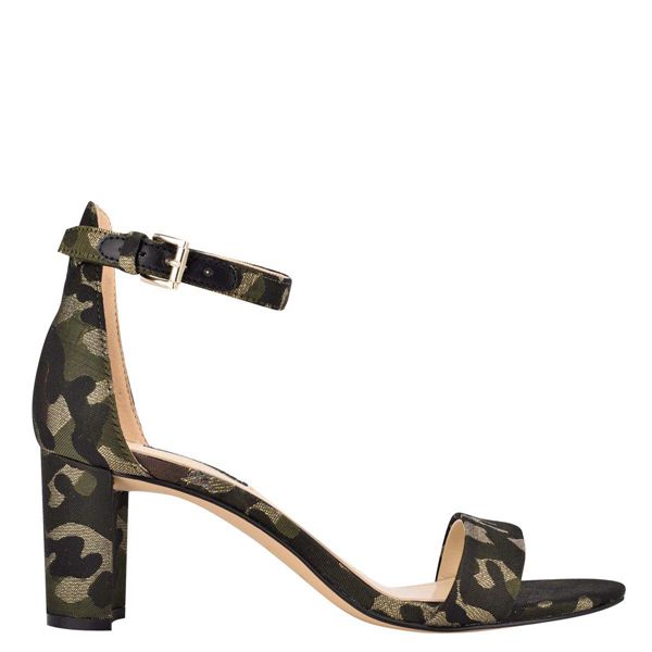 Nine West Pruce Ankle Strap Block Heel Camouflage Heeled Sandals | Ireland 04F59-6F73